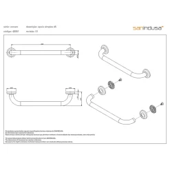 Barre D'Appui|Sanindusa Barre de relèvement et appui murale PMR normes handicapé WcCare 45 blanc