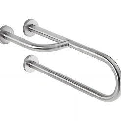 Barre D'Appui|Sanindusa Barre de relèvement et appui en U avec renfort latéral à gauche PMR normes handicapé NewWCCare 60 inox brossé