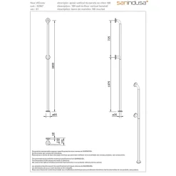 Barre D'Appui|Sanindusa Barre de relèvement et appui droite fixation sol et mur PMR normes handicapé NewWCCare 180 inox brossé