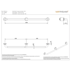 Sanindusa Barre de relèvement et appui droite PMR normes handicapé NewWCCare 120 inox brossé
