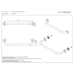 Barre D'Appui|Sanindusa Barre de relèvement et appui murale PMR normes handicapé WcCare 90 blanc