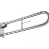 Sanindusa Barre de relèvement et appui WC murale en U rabattable avec porte papier PMR normes handicapé NewWCCare 80 inox brossé