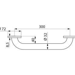 Delabie Barre droite chromée - Diamètre 32 mm - entraxe 300 mm -