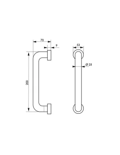 Thirard Barre droite de maintien, inox 304, longueur 200mm, diamètre 25mm, finition inox brossé -