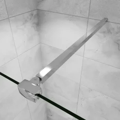 AICA Sanitaire Barre stabilisatrice 90 cm alu chrome - Verre 6-10 mm avec pince renforcée
