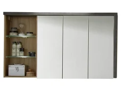 Armoire De Toilette|Trend Team BAY - Meuble salle de bain mélaminé. Armoire de toilette avec miroir. L - H - P : 123 - 71 - 18 cm