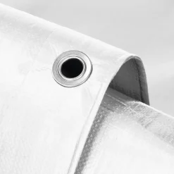ECD Germany Bâche de couverture étanche protection en PE avec oeillets 6x12 m 260g/m² blanc