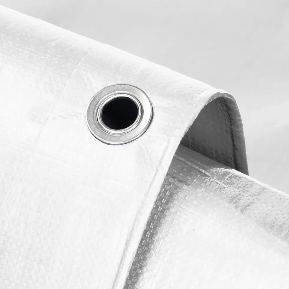 ECD Germany Bâche de couverture étanche protection en PE avec oeillets 6x12 m 260g/m² blanc