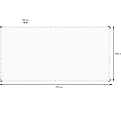 ECD Germany Bâche de couverture étanche protection en PE avec oeillets 6x12 m 260g/m² blanc