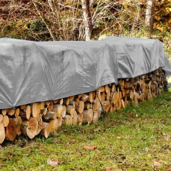 ECD Germany Bâche de couverture étanche protection en PE avec oeillets 1,5x6 m 260 g/m² gris