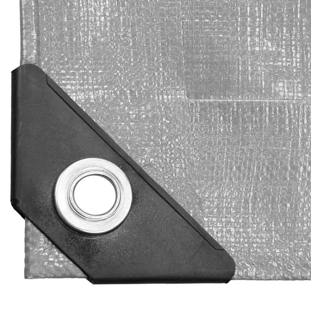 ECD Germany Bâche de couverture étanche protection en PE avec oeillets 6x8 m 260 g/m² gris