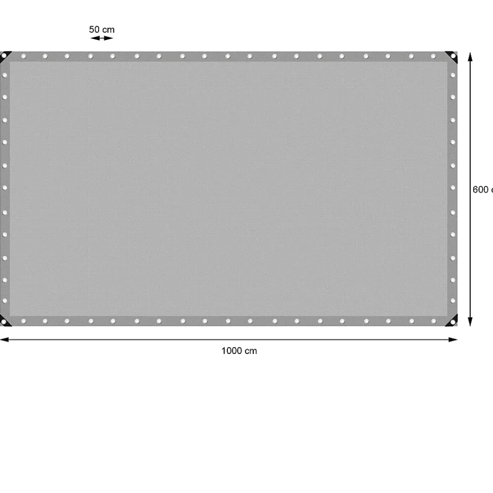 ECD Germany Bâche de couverture étanche protection en PE avec oeillets 6x10 m 260 g/m² gris