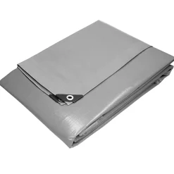 ECD Germany Bâche de couverture étanche protection en PE avec oeillets 6x12 m 180 g/m² gris