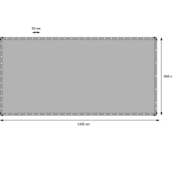 ECD Germany Bâche de couverture étanche protection en PE avec oeillets 6x12 m 180 g/m² gris
