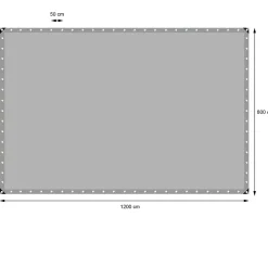 ECD Germany Bâche de couverture étanche protection en PE avec oeillets 8x12 m 260 g/m² gris