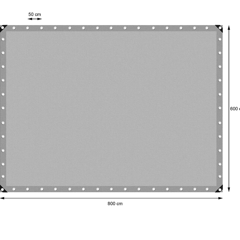 ECD Germany Bâche de couverture étanche protection en PE avec oeillets 6x8 m 180 g/m² gris