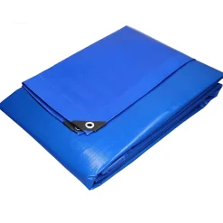 ECD Germany Bâche de couverture étanche protection en PE avec oeillets 6x10 m 260 g/m² bleu