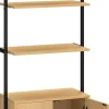 Giantex Bibliotheque avec 4 Niveaux d'Étagères Ouvertes en Bois,avec Cadre Métallique et Armoire 2 Niveaux, pour Salon, Chambre, Cuisine