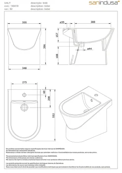 Bidet|Sanindusa Bidet à poser au sol céramique traditionnelle UrbY 55x35 blanc (robinet et vidage non inclus)