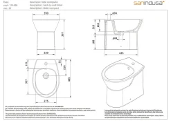 Sanindusa Bidet compact gain de place Easy céramique traditionnelle a poser au sol blanc