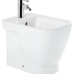 Sanindusa Bidet céramique traditionnelle Look a poser au sol avec trou passage flexible blanc