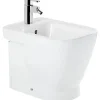 Bidet|Sanindusa Bidet céramique traditionnelle Look avec trous pour abattant blanc (abattant, robinet et vidage non inclus)