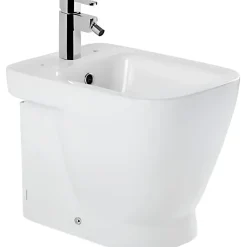 Bidet|Sanindusa Bidet céramique traditionnelle Look avec trous pour abattant blanc (abattant, robinet et vidage non inclus)