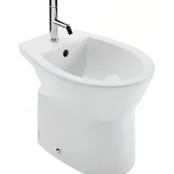 Sanindusa Bidet Easy céramique traditionnelle pose au sol avec trous pour abattant blanc