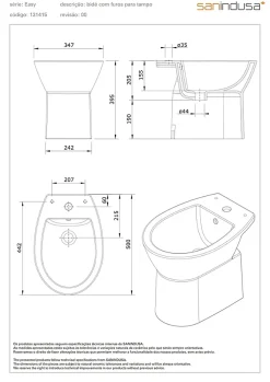 Sanindusa Bidet Easy céramique traditionnelle pose au sol avec trous pour abattant blanc