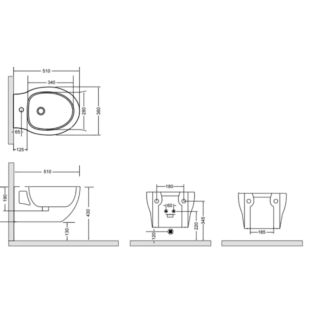 Kiamami Valentina Bidet Mural Patascoss En Céramique Blanche