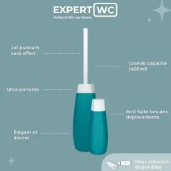 Expert Bidet Portable pour Toilette Intime avec deux embouts ajustables - Marque Française - 400 ml - Douchette de Voyage - WC