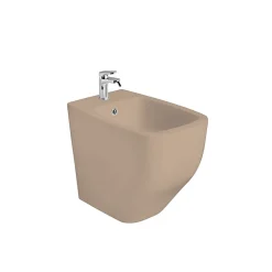Bidet|Kiamami Valentina Bidet Sur Pied En Céramique De Couleur Sable Mat Avec Installation Au Ras Du Sol