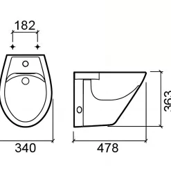Bidet|Sanindusa Bidet suspendu céramique traditionnelle Cetus 48 blanc