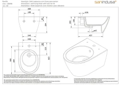 Sanindusa Bidet suspendu céramique traditionnelle Sanlife avec trous pour abattant (abattant non compris) blanc