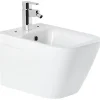 Sanindusa Bidet suspendu céramique traditionnelle Look avec trous pour abattant blanc (abattant, robinet et vidage non inclus)