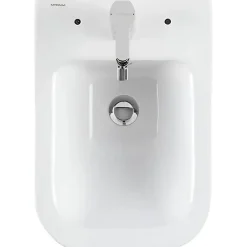 Sanindusa Bidet suspendu céramique traditionnelle Look avec trous pour abattant blanc (abattant, robinet et vidage non inclus)