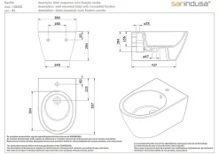 Bidet|Sanindusa Bidet suspendu céramique traditionnelle 56 Sanlife blanc mate texture