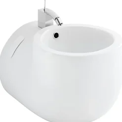 Bidet|Sanindusa Bidet suspendu cylindrique contemporain céramique traditionnelle blanc (robinet non inclus)