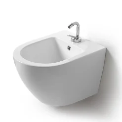 Bidet|Kiamami Valentina Bidet Suspendu Rond Blanc En Céramique Avec Évacuation Murale - Folk
