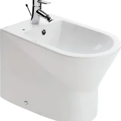 Sanindusa Bidet UrbY Compact gain de place céramique pose au sol avec trous abattant (abattant non compris) blanc