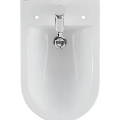 Sanindusa Bidet UrbY Compact gain de place céramique pose au sol avec trous abattant (abattant non compris) blanc