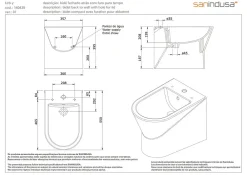 Sanindusa Bidet UrbY Compact gain de place céramique pose au sol avec trous abattant (abattant non compris) blanc