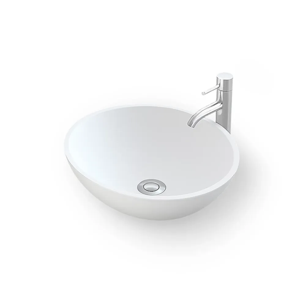 Vasque À Poser|Ambra BOLÉA - Vasque ronde à poser 40 cm en solide surface - Design épuré et contemporain