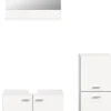 Meuble Sous Lavabo|Xonox Boston - Ensemble de 3 meubles de salle de bains (L/H/P : 102x186x33 cm) en mélaminé blanc, vasque non incluse