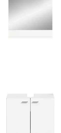 Meuble Sous Lavabo|Xonox Boston - Meuble sous lavabo et miroir (L/H/P : 57x44x33 cm) en mélaminé blanc, vasque non incluse