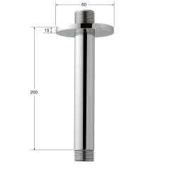 Pommeau De Douche, Flexible Et Barre De Douche|Kibath Bras de douche rond de 20 cm, montage au plafond, finition chromée, en laiton