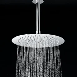 Pommeau De Douche, Flexible Et Barre De Douche|Kibath Bras de douche rond de 20 cm, montage au plafond, finition chromée, en laiton
