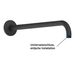 Duravit Bras de tête de douche en laiton, Barre de douche fixation murale 41cm (sans tête de douche) - Noir mat
