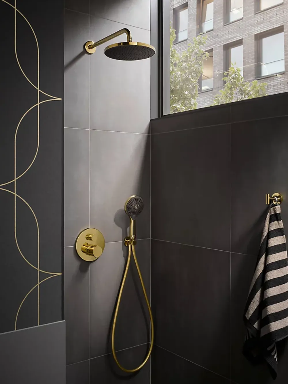 Pommeau De Douche, Flexible Et Barre De Douche|Duravit Bras de tête de douche en laiton, Barre de douche fixation murale 41cm (sans tête de douche) - Or poli