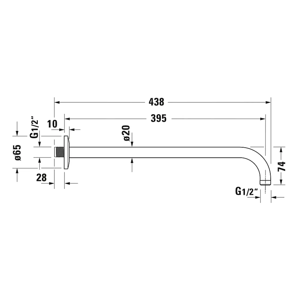 Pommeau De Douche, Flexible Et Barre De Douche|Duravit Bras de tête de douche en laiton, Barre de douche fixation murale 41cm (sans tête de douche) - Or poli